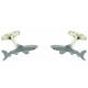 3D white shark cufflinks