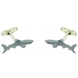 3D white shark cufflinks