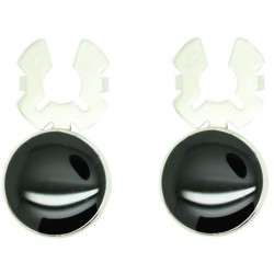Black enameled round cover button - Plated