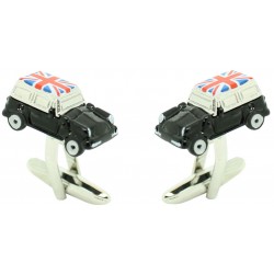 Black Mini Cooper British Flag Roof Cufflinks