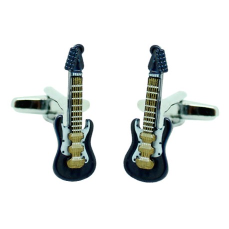 Cufflinks for shirt Navy Blue 3D Electric Guitar