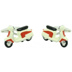 Motorcycle cufflinks red and white retro vespa
