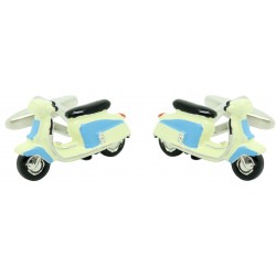 Motorcycle cufflinks blue and white retro vespa