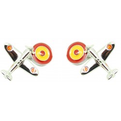 cufflinks airplane with roundel flag of Spain in foot