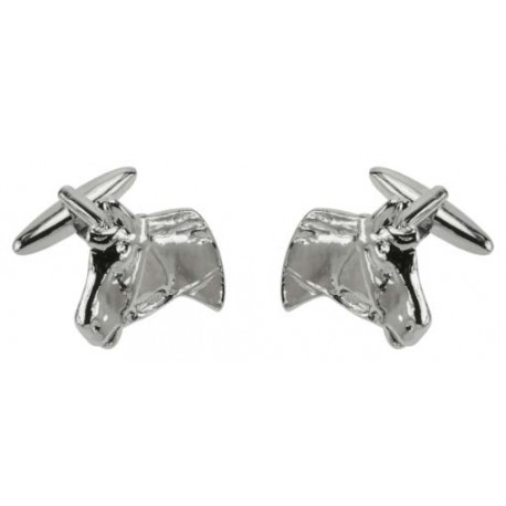Horse head cufflinks with harness
