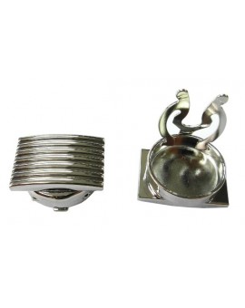 Silver Plated Ribbed Button Covers 