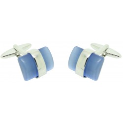 cufflinks elegant rectangle stone blue line plated