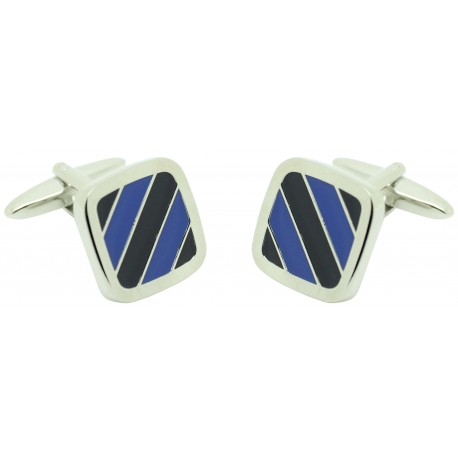 elegant rectangular black and blue cufflinks