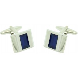 gemelos elegant square blue enamel