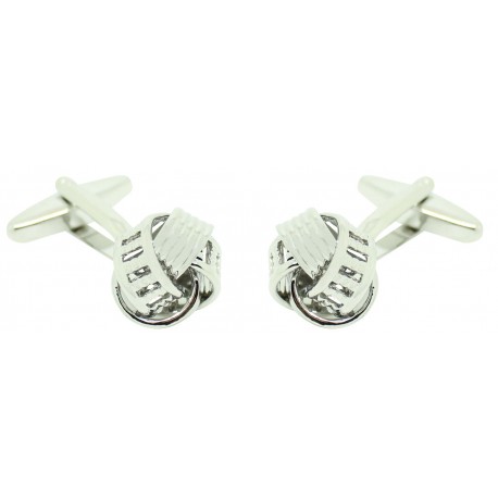 Plated Ribbed Rail Knot Cufflinks