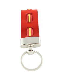 Spanish Flag Leather Keychain