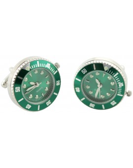 Gemelos para camisa reloj automático verde
