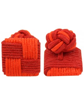 Dark Red and Red Silk Square Knot Cufflinks 