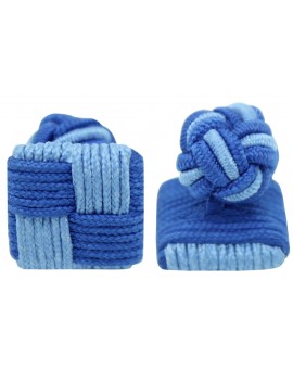 Light Blue and Blue Silk Square Knot Cufflinks