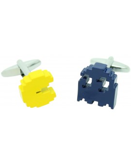 3D Yellow and Blue Pac-Man Cufflinks