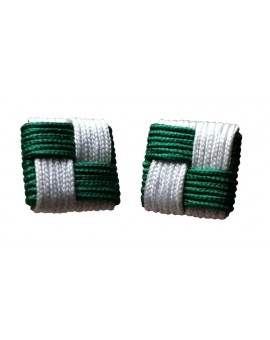Green and White Silk Square Knot Cufflinks