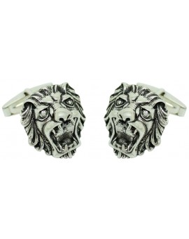 Sterling Silver Lion Head Cufflinks