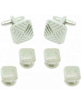 Gemelos y Botones Esmoquin Cuadrado Rayas