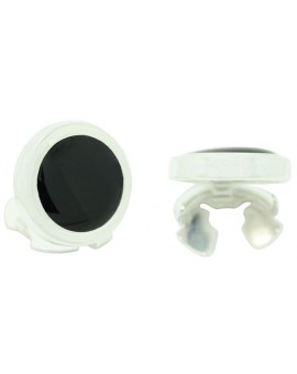 Sterling Silver Black Enamelled Button Covers 