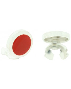 Sterling Silver Red Enamelled Button Covers 