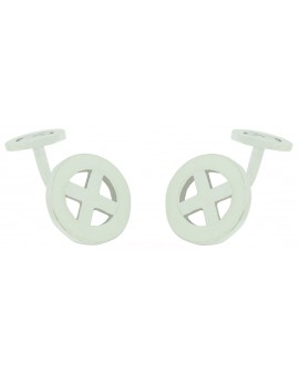 Sterling Silver Round X Cufflinks