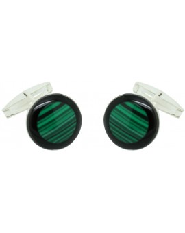 Sterling Silver Green Semi-precious Stone Cufflinks