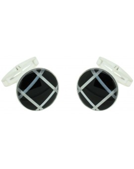 Gemelos para camisa Redondo Negro onix Plata 925