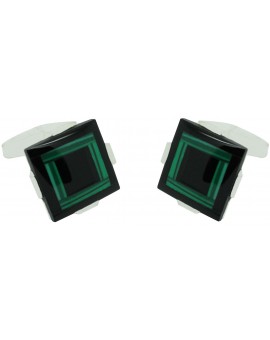 Gemelos piedra verde y negro plata 925 para camisa