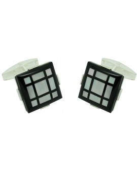 Sterling Silver Black Lines Cufflinks