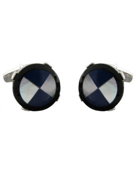 Sterling Silver Blue and White Cross Cufflinks
