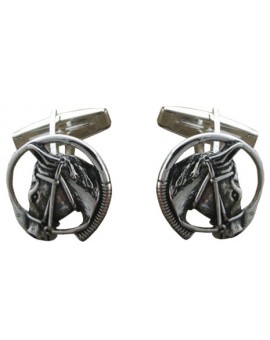 Gemelos camisa Cabeza de Caballo y Fusta Plata 925
