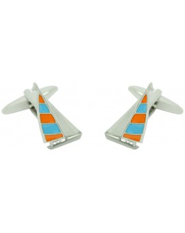 Orange and Blue Sailboat Cufflinks 