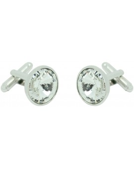 White Swarovski Circle Cufflinks 