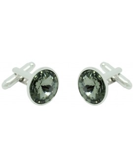 Grey Swarovski Circle Cufflinks 