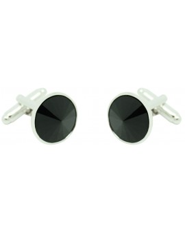 Black Swarovski Circle Cufflinks 