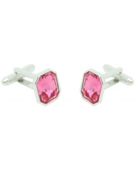 Pink Swarovski Octagon Cufflinks 