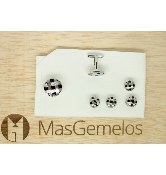 Gemelos Botones Esmoquin Redondo Rayas para camisa 