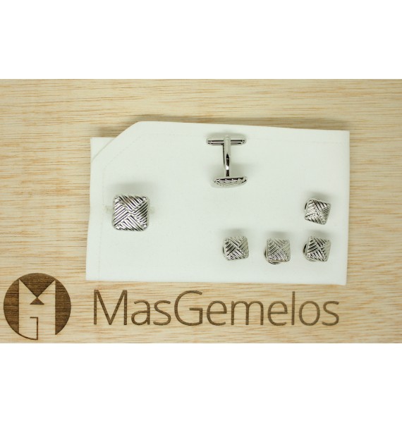 Gemelos  Botones Esmoquin para camisa Cuadrado Rayas