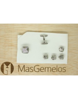Gemelos  Botones Esmoquin para camisa Cuadrado Rayas