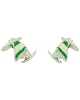 Green Sail Windsurf Cufflinks 
