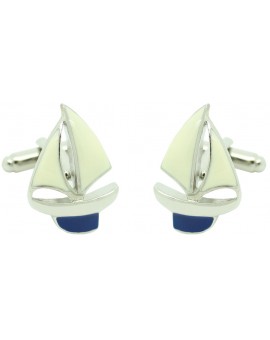 Navy Blue Sailboat Cufflinks 