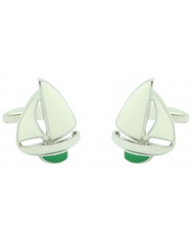 Green Sailboat Cufflinks 
