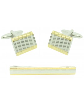 Striped Cufflinks and Tie Bar
