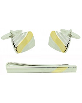 Curve Lines Cufflinks and Tie Bar