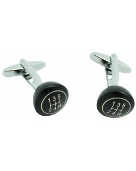 3D Gear Lever Black Cufflinks 
