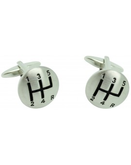 3D Silver Plated Gear Lever Cufflinks 