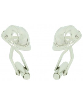 Silver Construction Helmet Cufflinks 