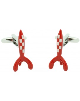 Red Tintin Rocket Cufflinks 