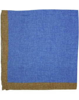 Blue pocket square with brown border