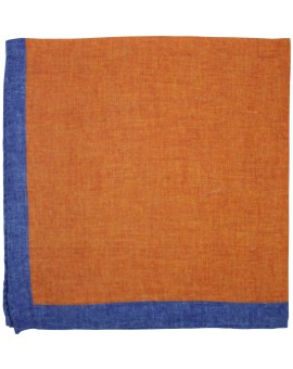 Pañuelo de bolsillo naranja y azul fabricado en italia